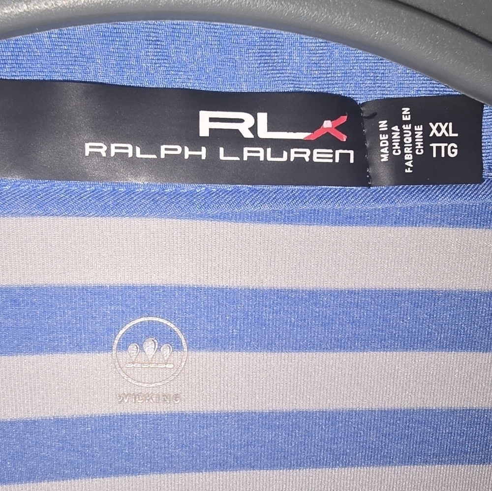 Ralph Lauren RLX Stretch Blue White Striped Polo Shirt Big & Tall Men's XXL - Picture 7 of 7